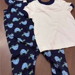 Hanna Andersson Navy and White Turtle Romper  Set